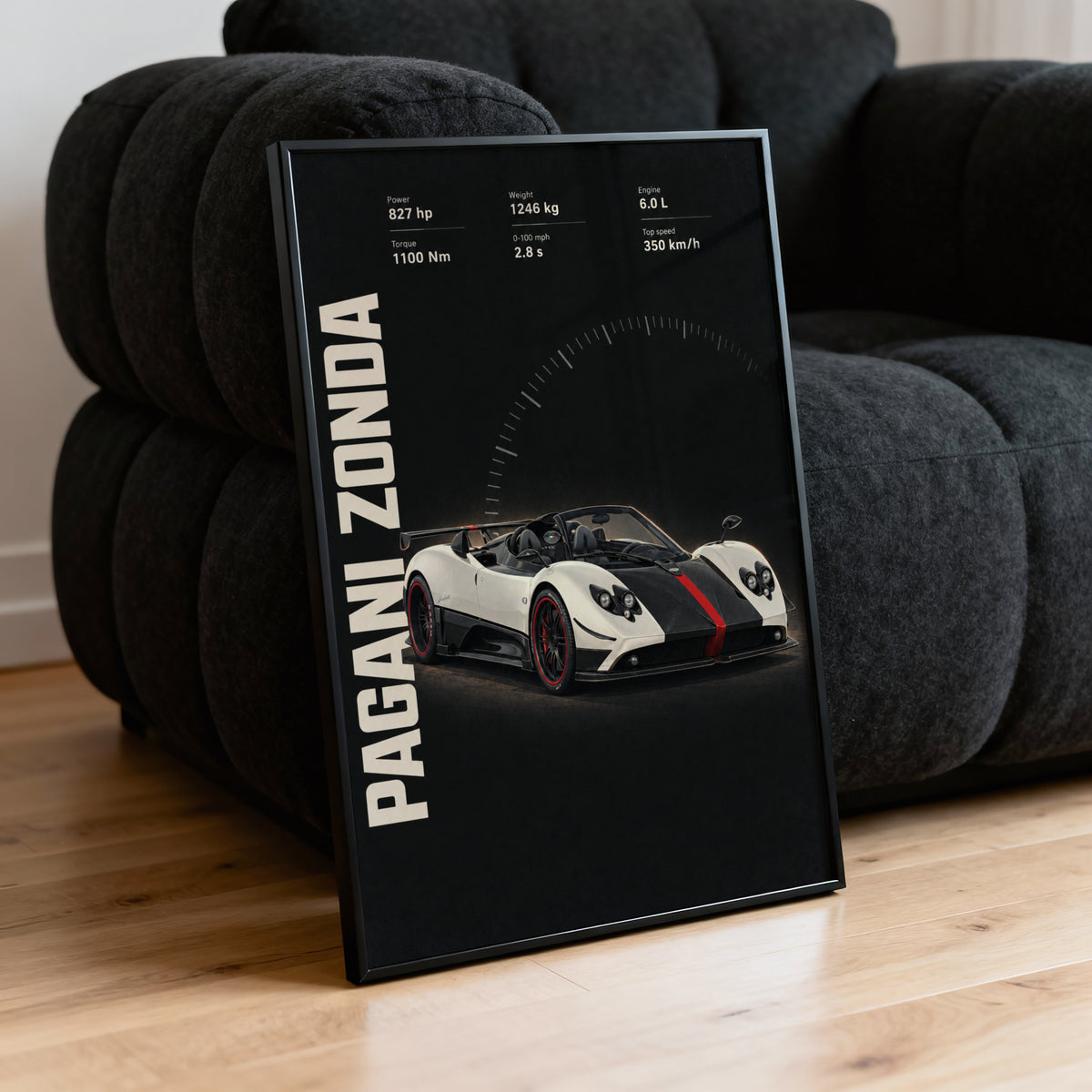 Vintage Pagani Zonda Print, Supercar Wall Art