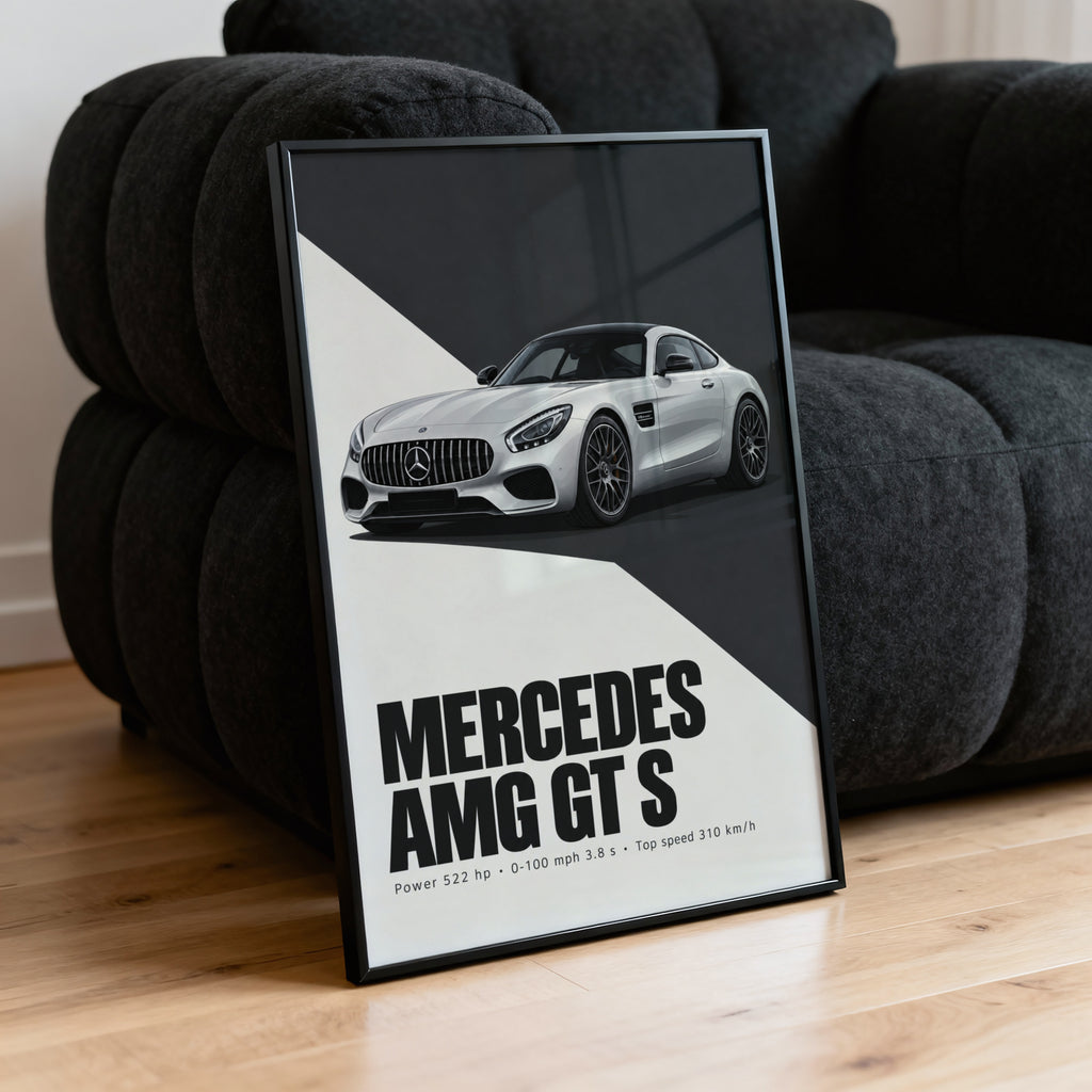 Vintage Mercedes AMG GT S Print, Car Wall Art
