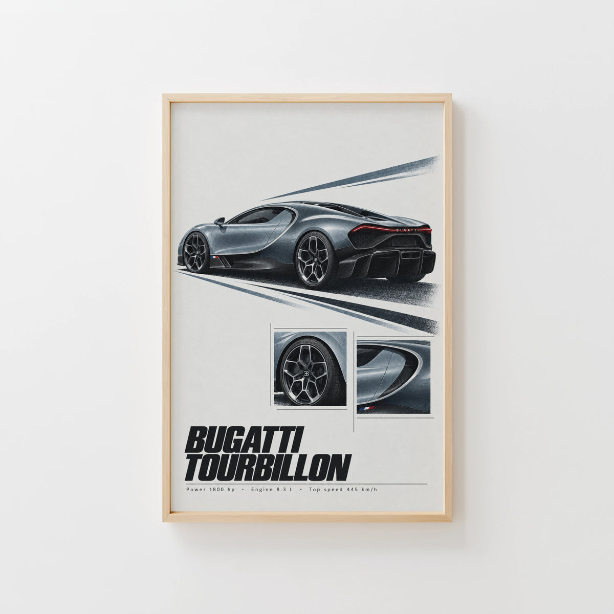 Vintage Bugatti Tourbillon Hypercar Print Wall Art