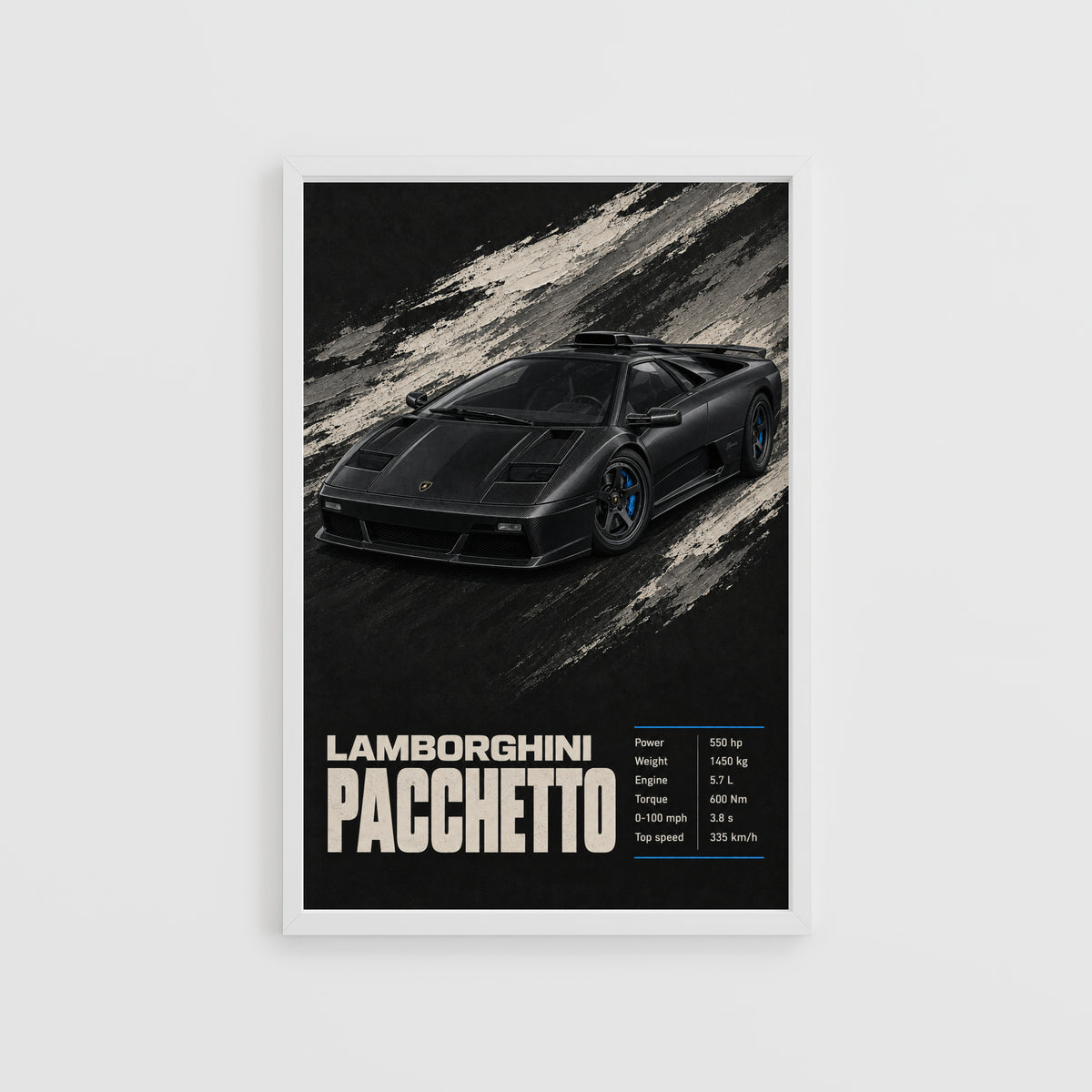 Vintage Lamborghini Pacchetto Print, Supercar Art