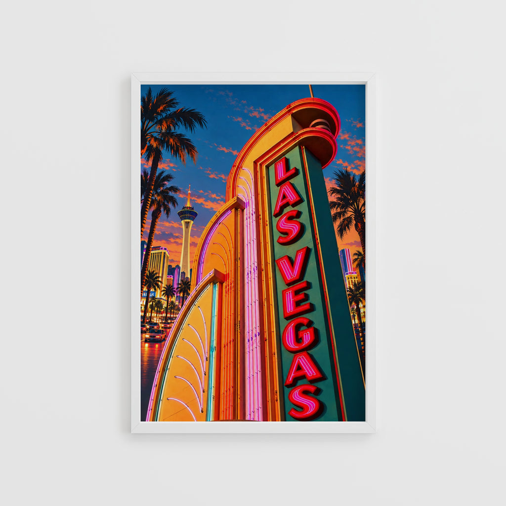 Vintage Las Vegas Poster, Art Deco Neon Sign Print