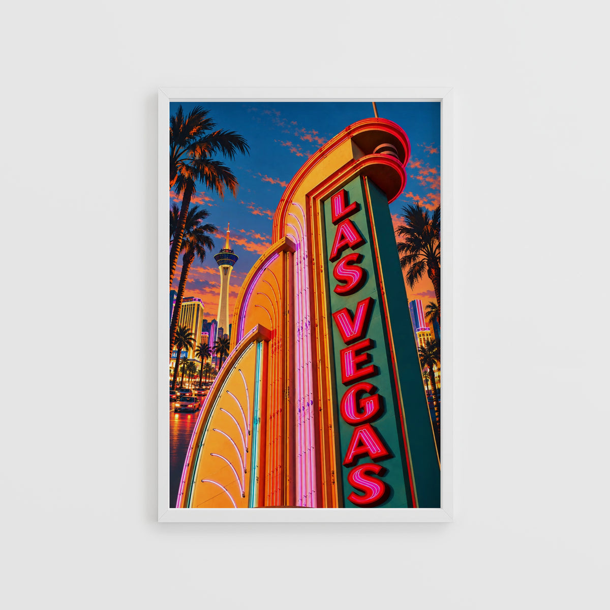 Vintage Las Vegas Poster, Art Deco Neon Sign Print