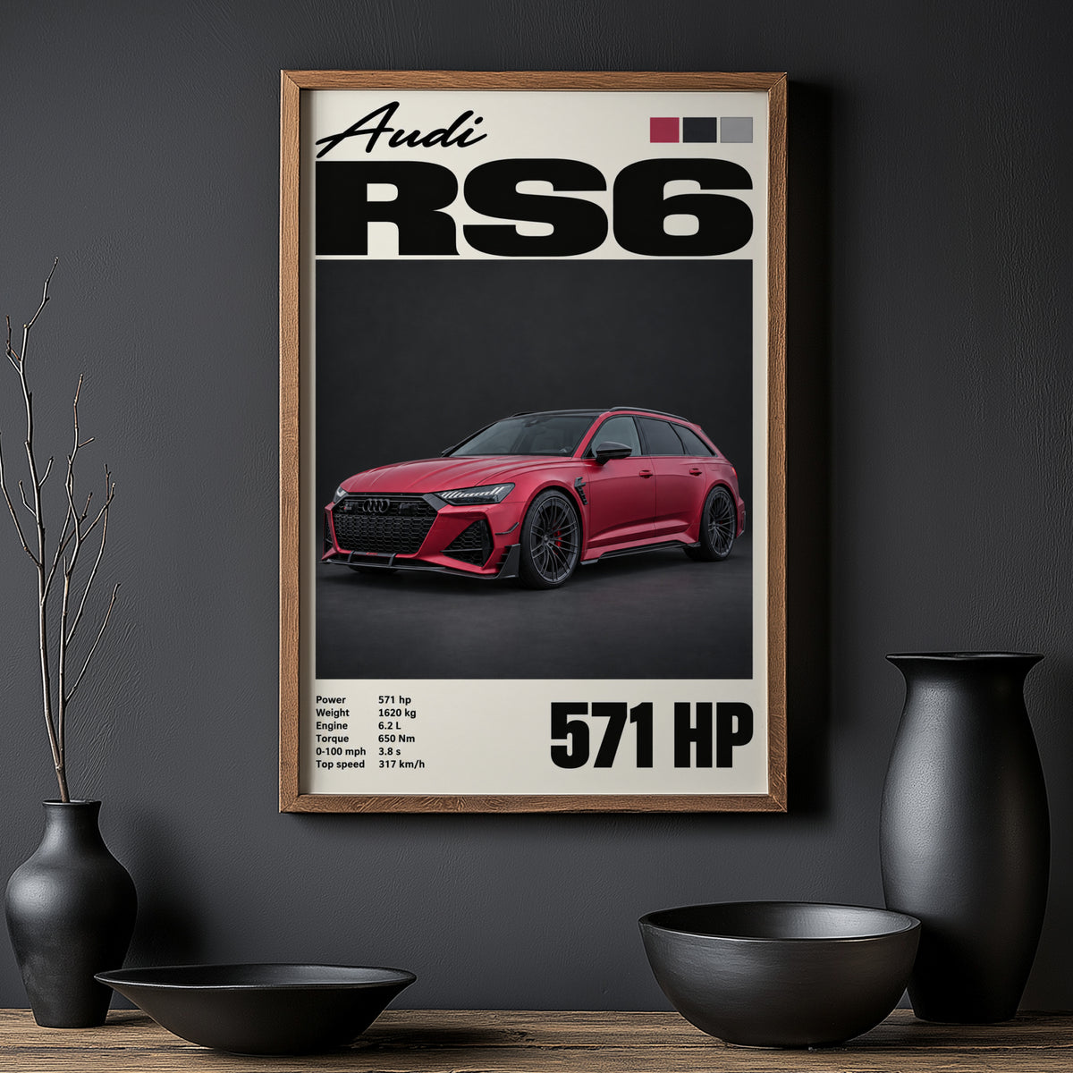 Vintage Audi RS6 Print, Car Wall Art, Estate