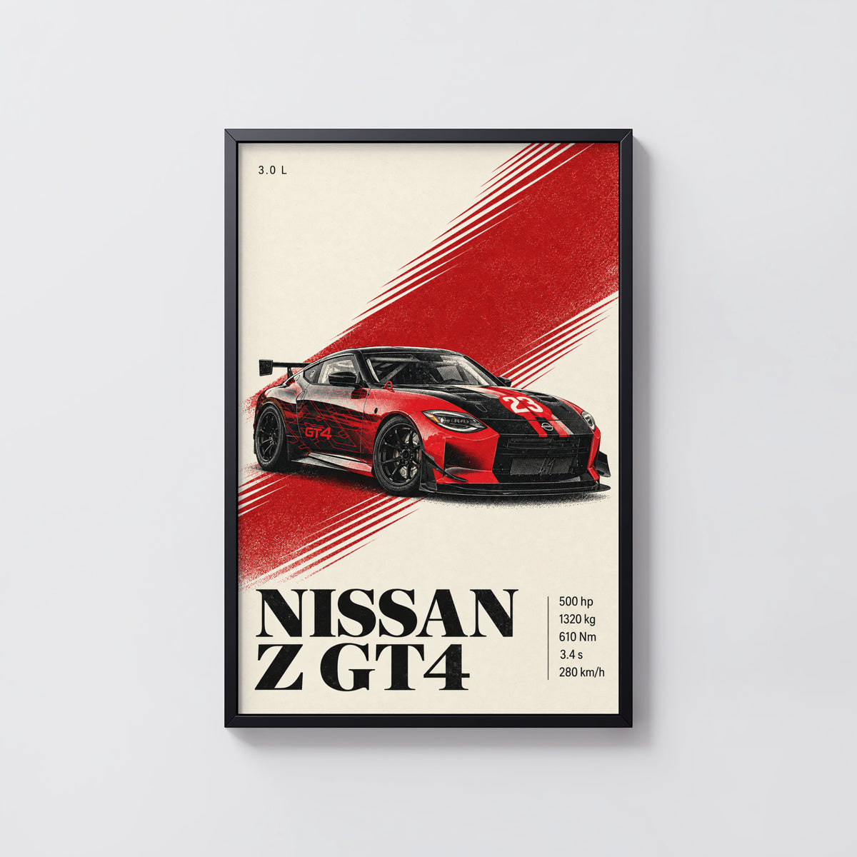 Vintage Nissan Z GT4 Print, Racing Car Wall Art