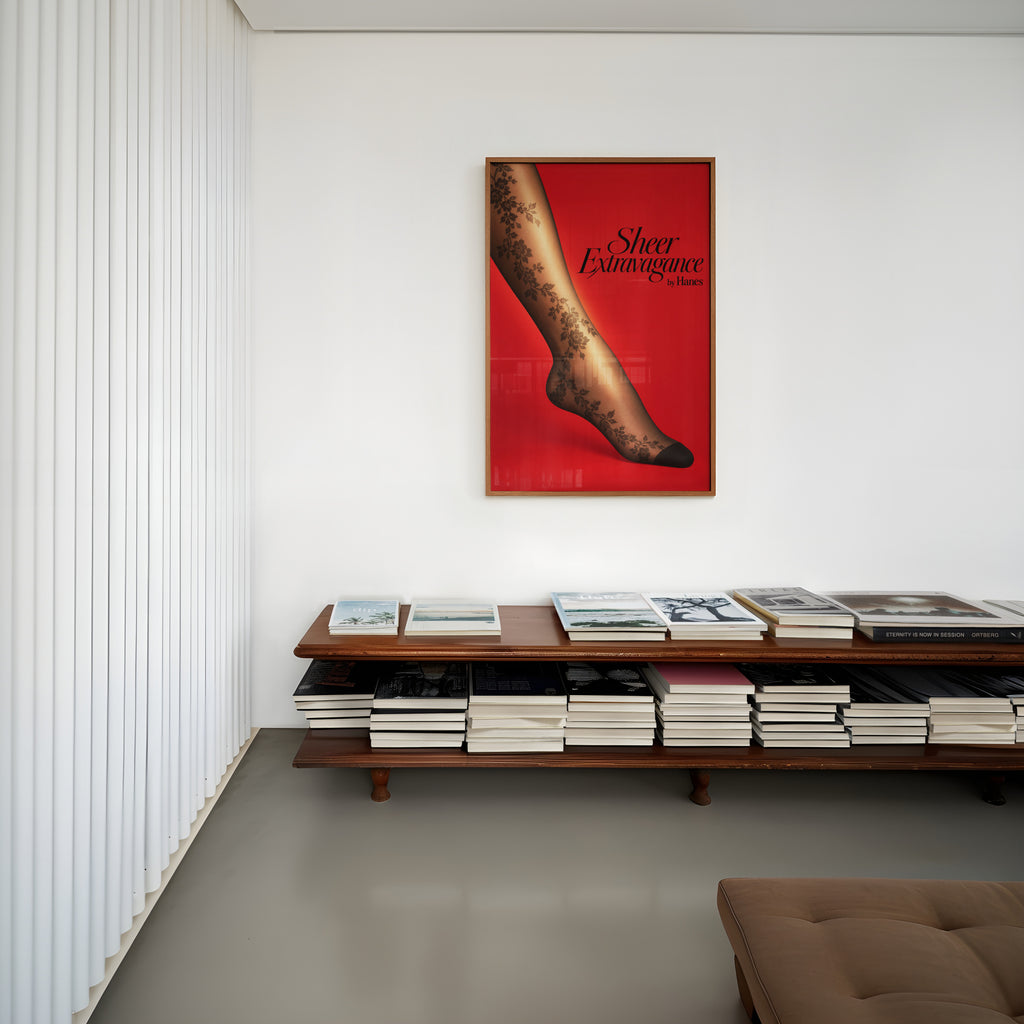 Vintage Hosiery Poster, Red Fashion Wall Art, Print