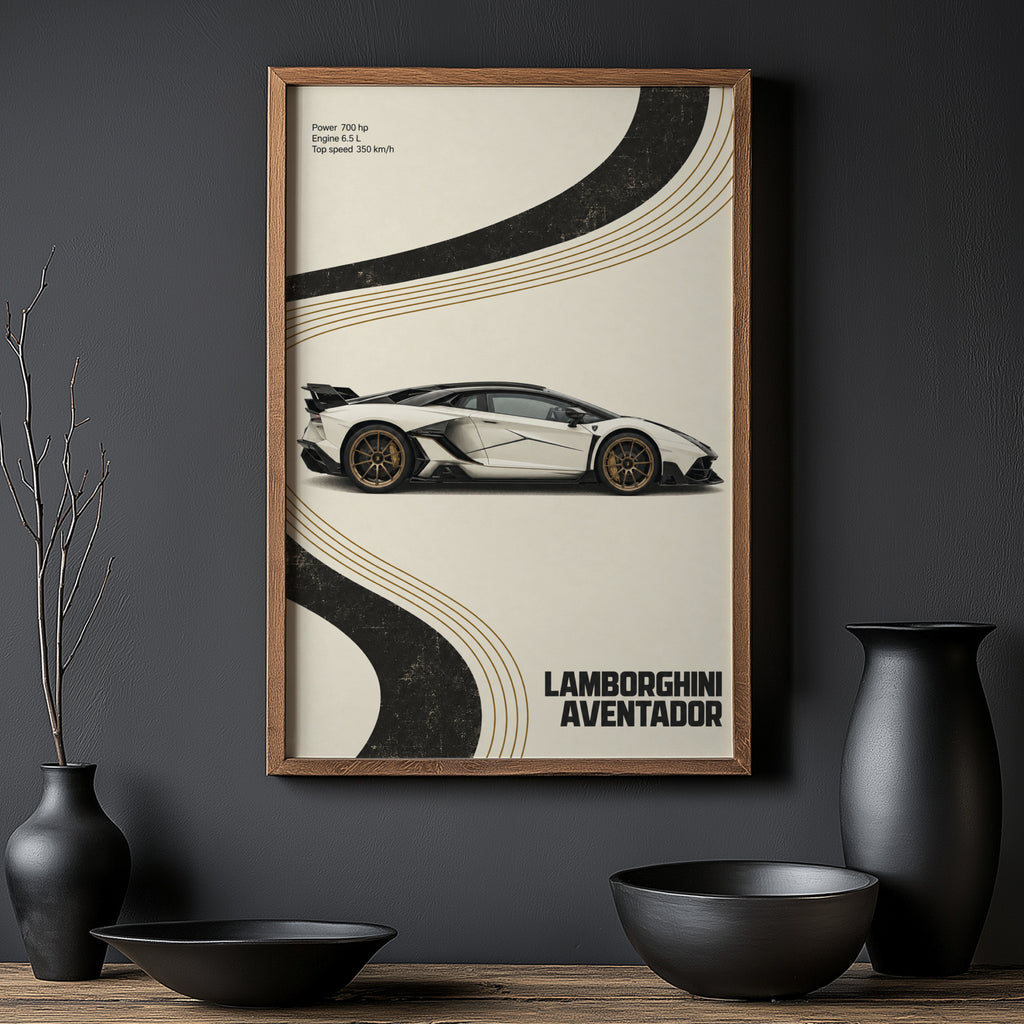 Vintage Lamborghini Aventador Print, Car Poster