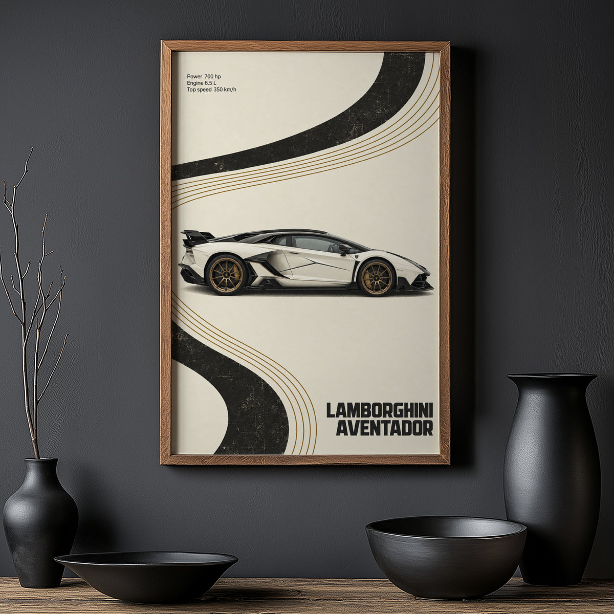 Vintage Lamborghini Aventador Print, Car Poster