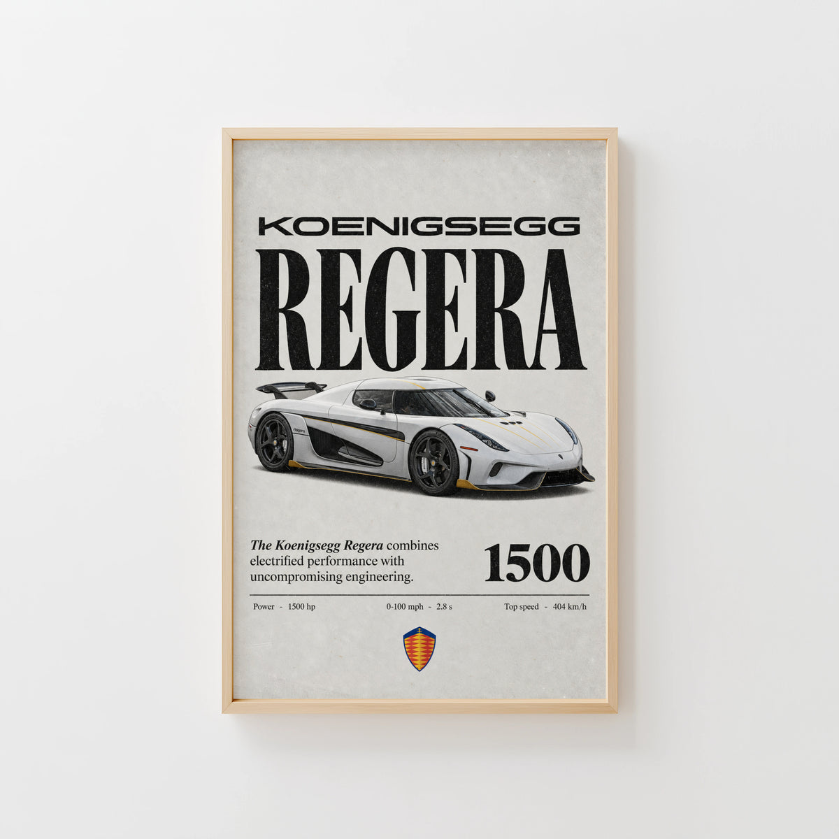 Vintage Koenigsegg Regera Print, Hypercar Art