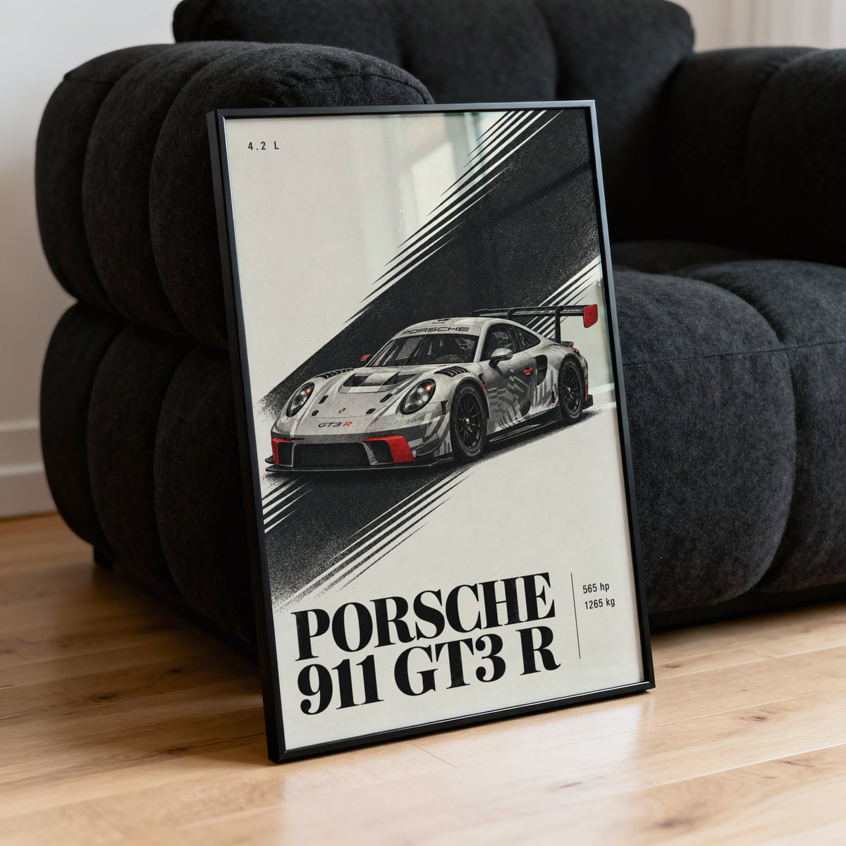 Vintage Porsche 911 GT3 R Print, Race Car Wall Art
