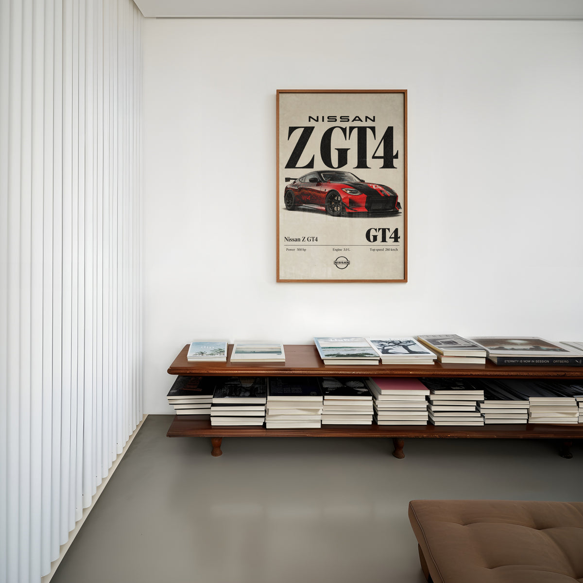 Vintage Nissan Z GT4 Print, Race Car Wall Art