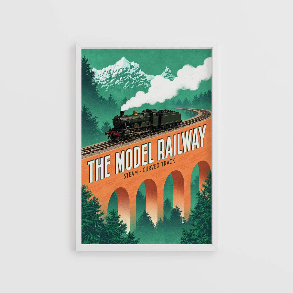 Vintage Model Railway Print Poster, Steam Train Wall Art