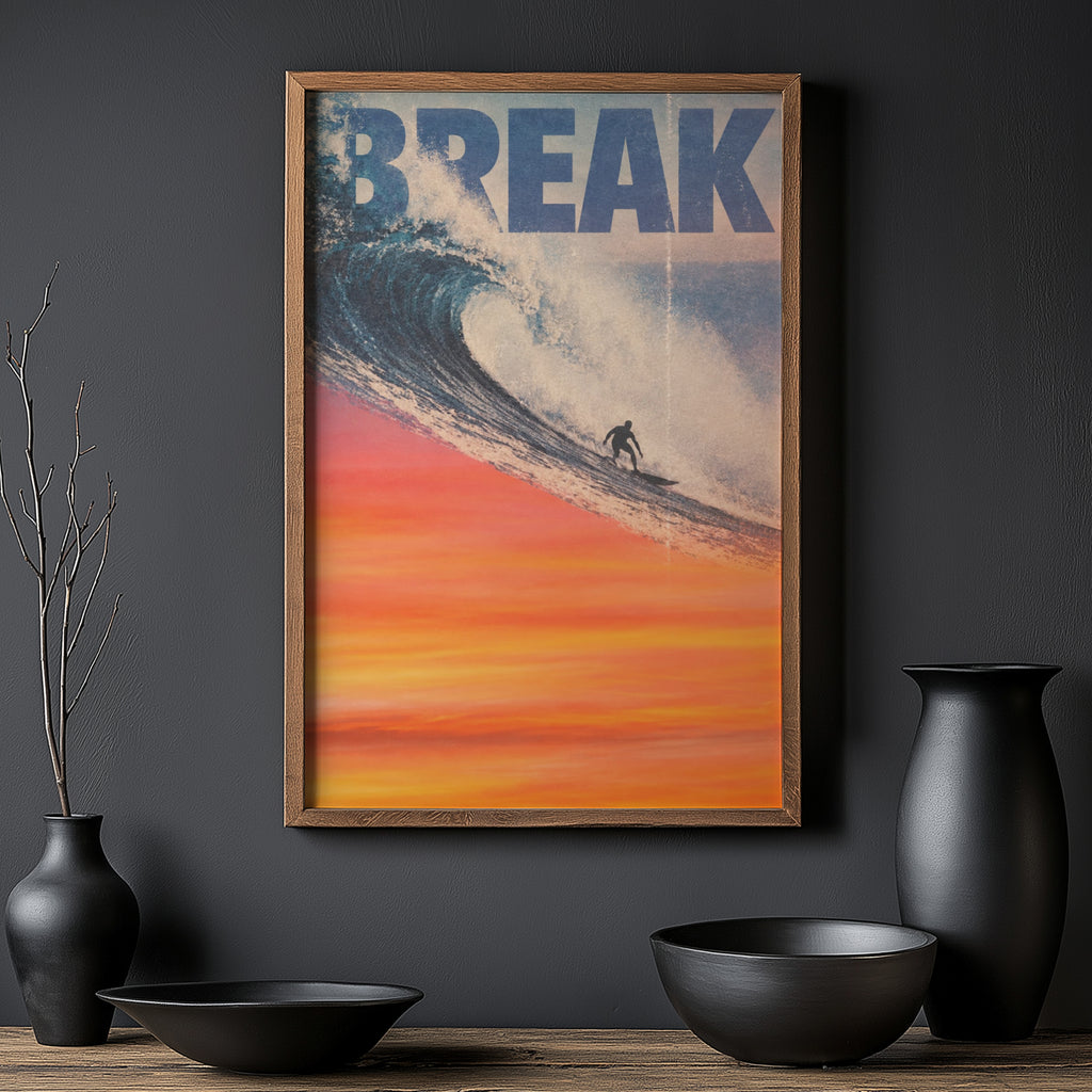 Vintage Surf Print and Poster, Retro Wave Wall Art