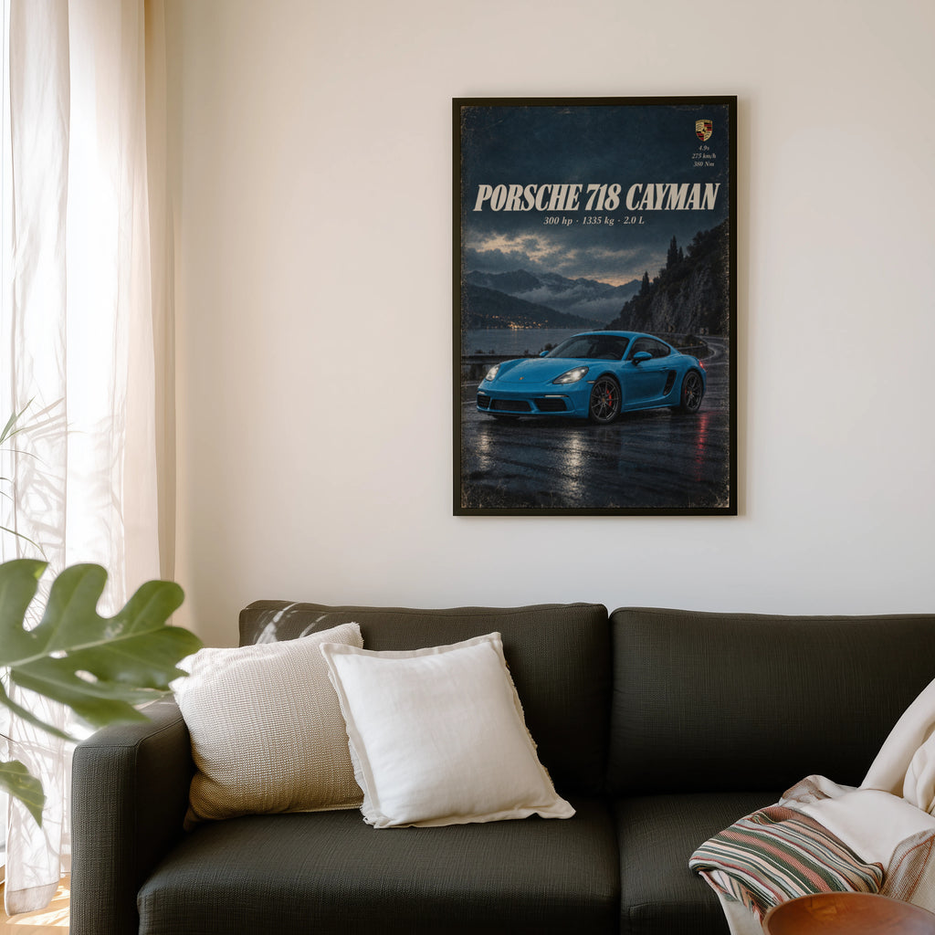 Vintage Porsche 718 Cayman Print, Sports Car