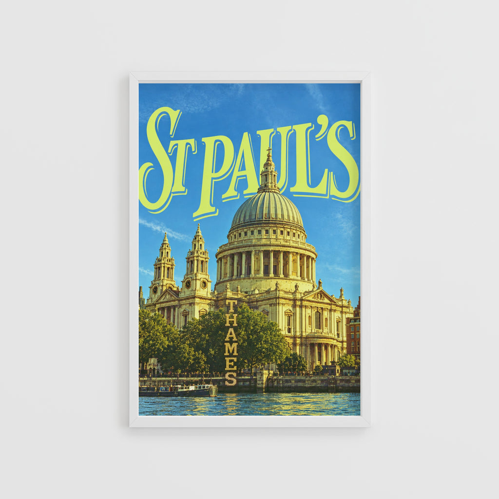 Vintage St Pauls Cathedral Poster, London Wall Art Print