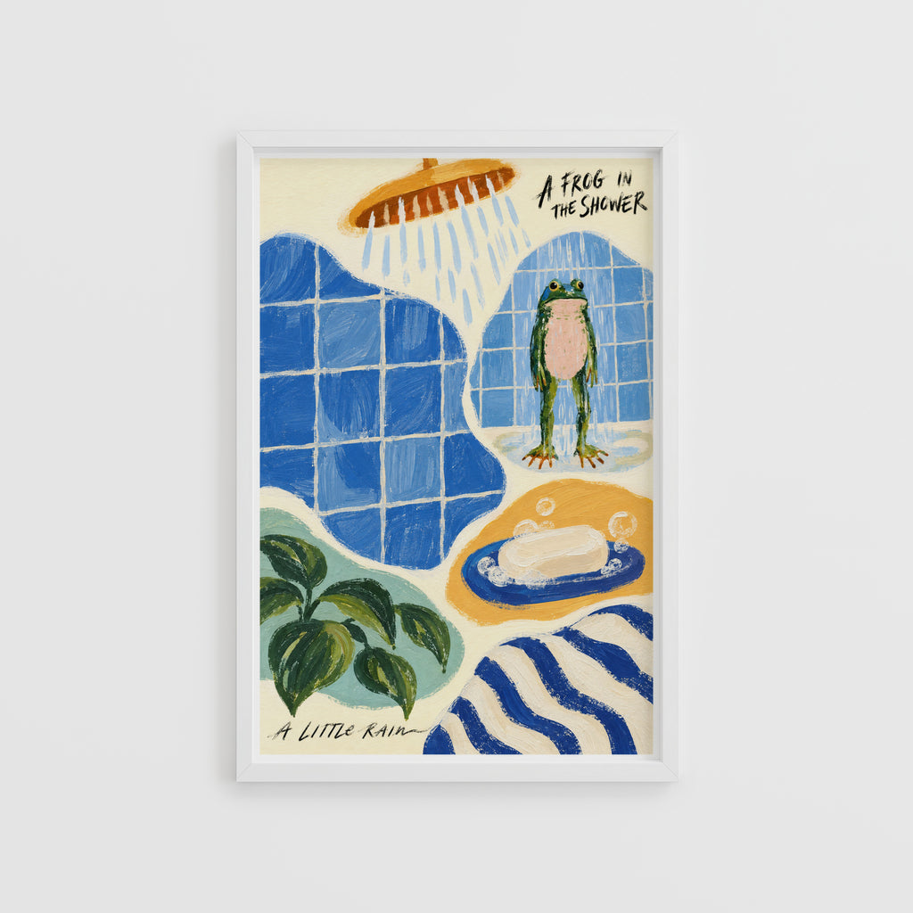Vintage Frog Print and Poster, Bathroom Wall Art Gift