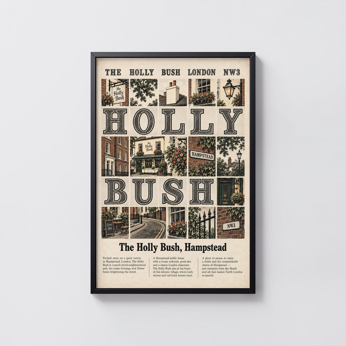 Vintage Holly Bush Hampstead London Poster, Pub Print