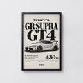 Vintage Toyota Supra GT4 Print, Race Car Wall Art