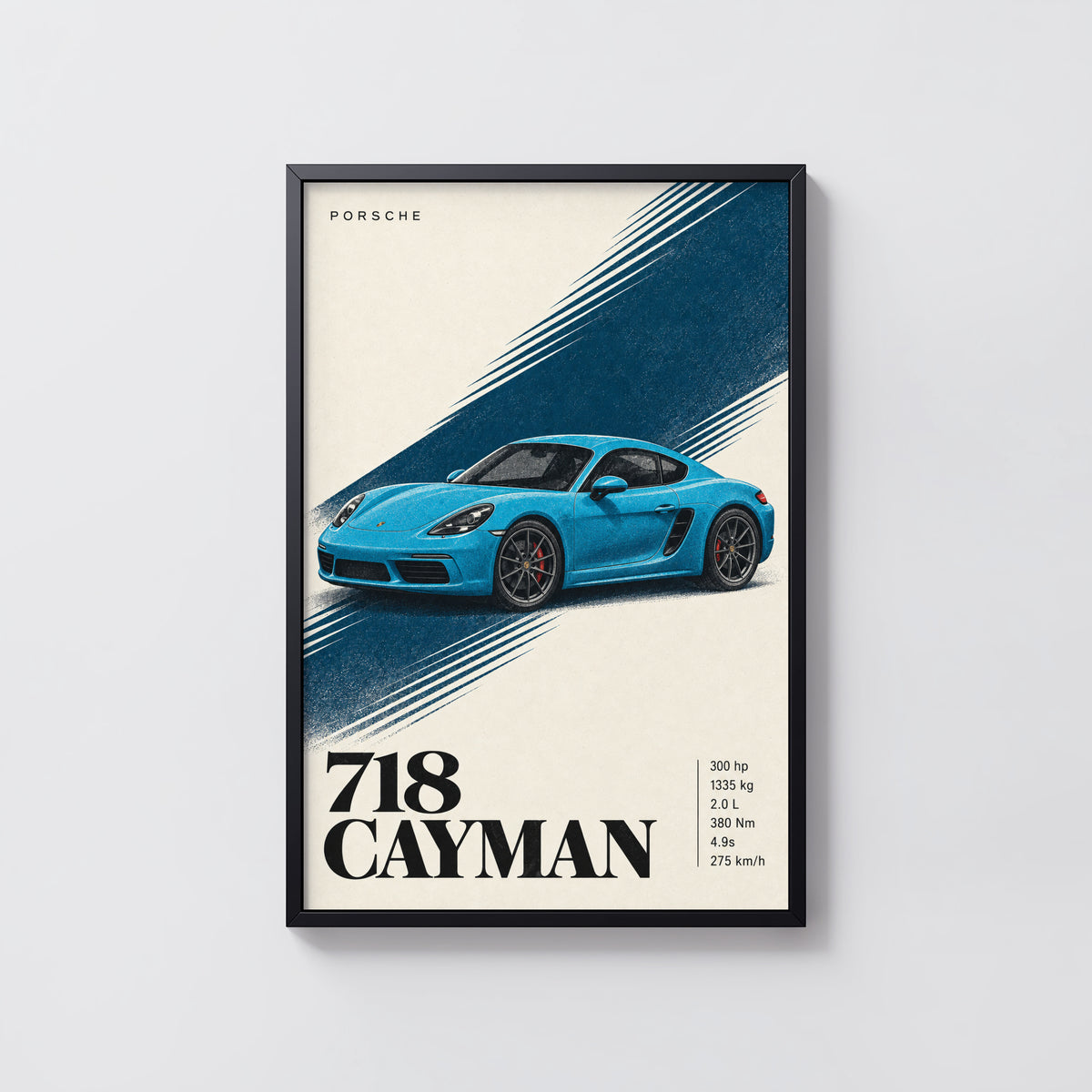 Vintage Porsche 718 Cayman Print, Car Wall Art