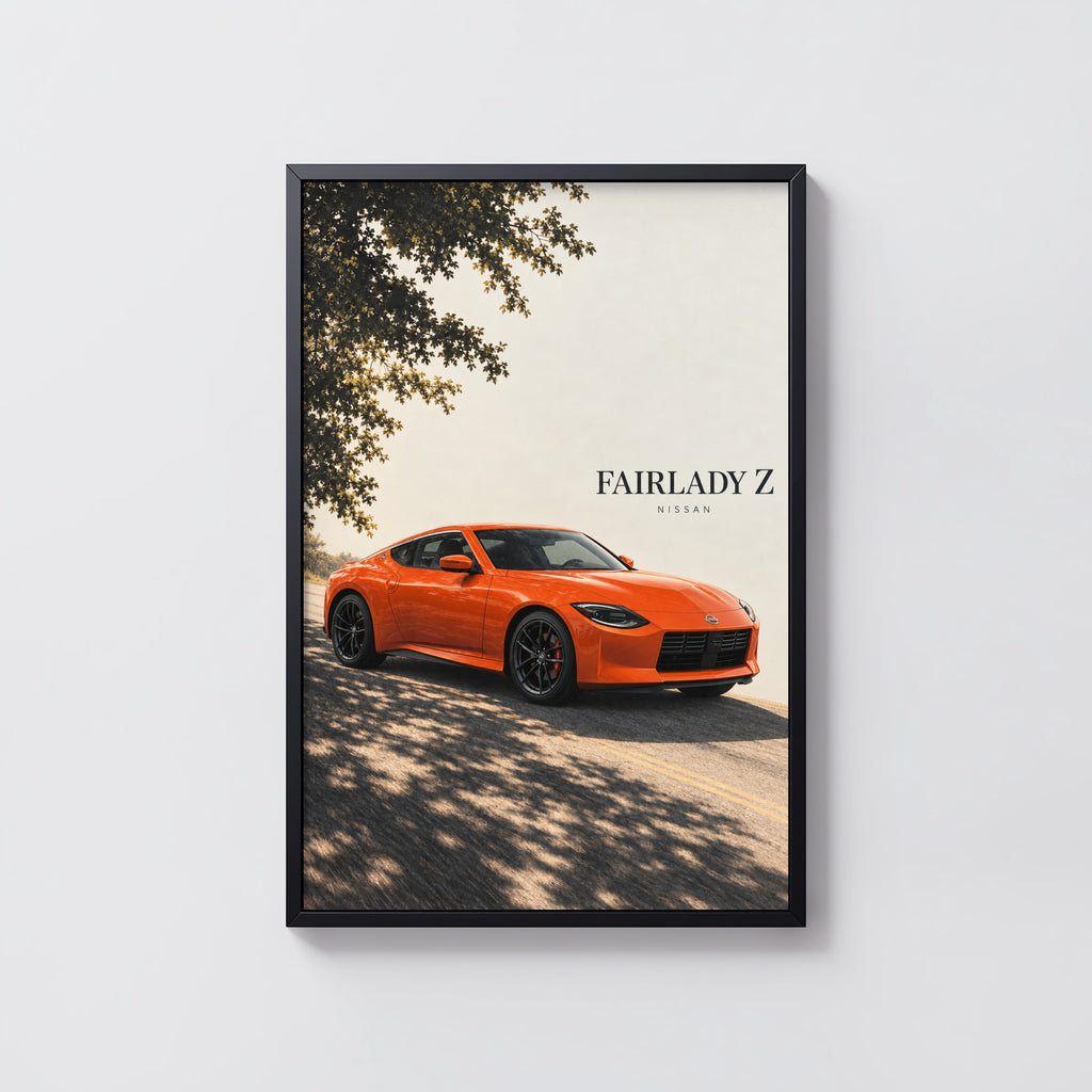 Vintage Nissan Fairlady Z Print, Orange Sports Car