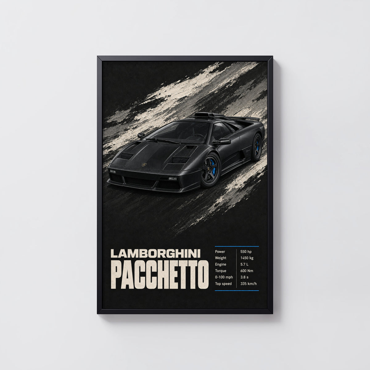 Vintage Lamborghini Pacchetto Print, Supercar Art