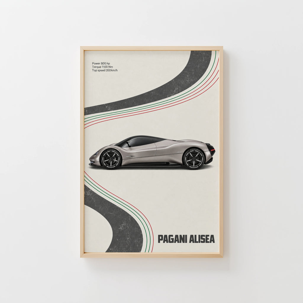 Vintage Pagani Alisea Print, Supercar Poster, Car Wall Art