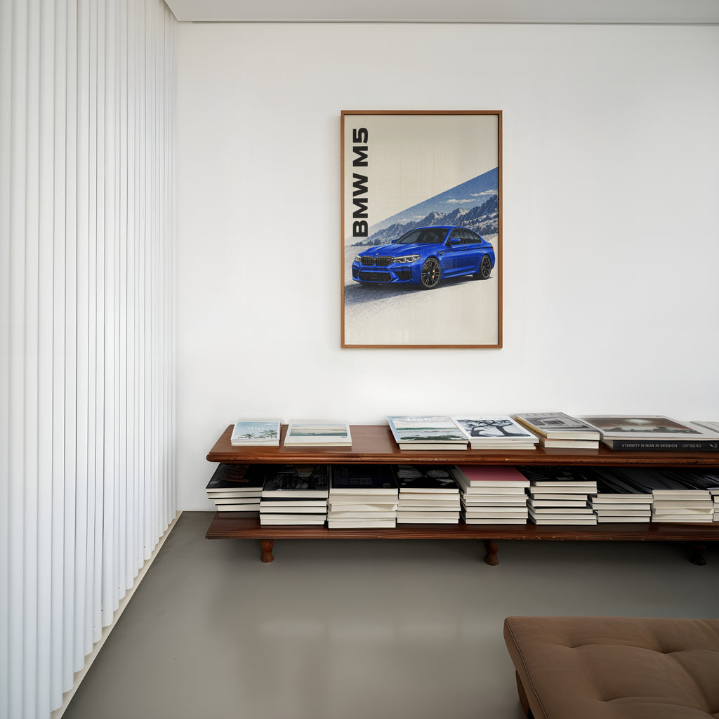 Vintage BMW M5 Print, Blue Car Wall Art