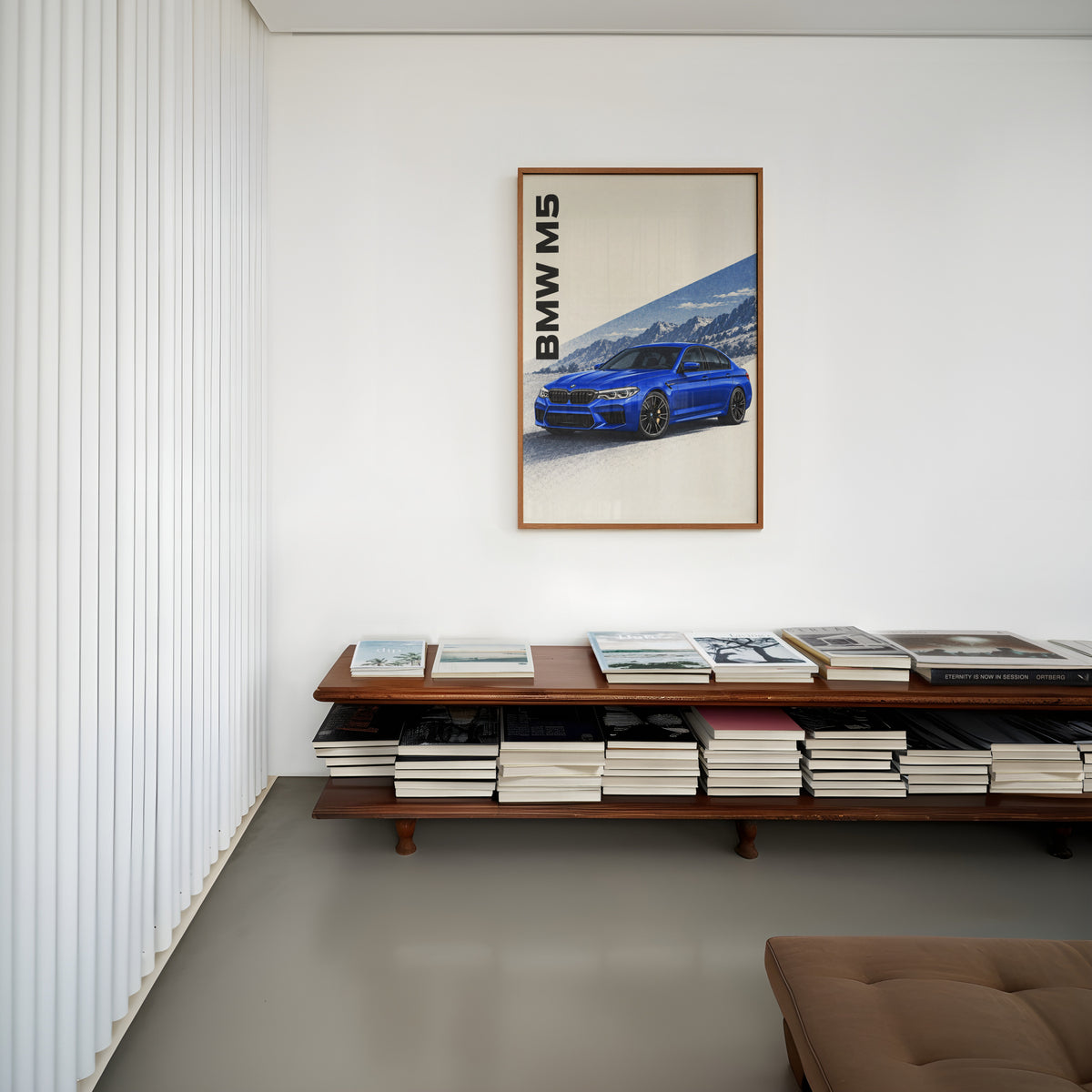 Vintage BMW M5 Print, Blue Car Wall Art