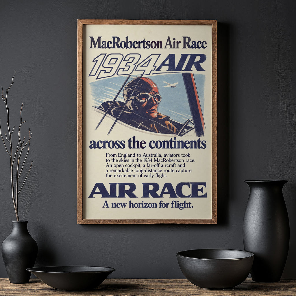 Vintage Aviator Poster, Air Race Wall Art, 1934 Print
