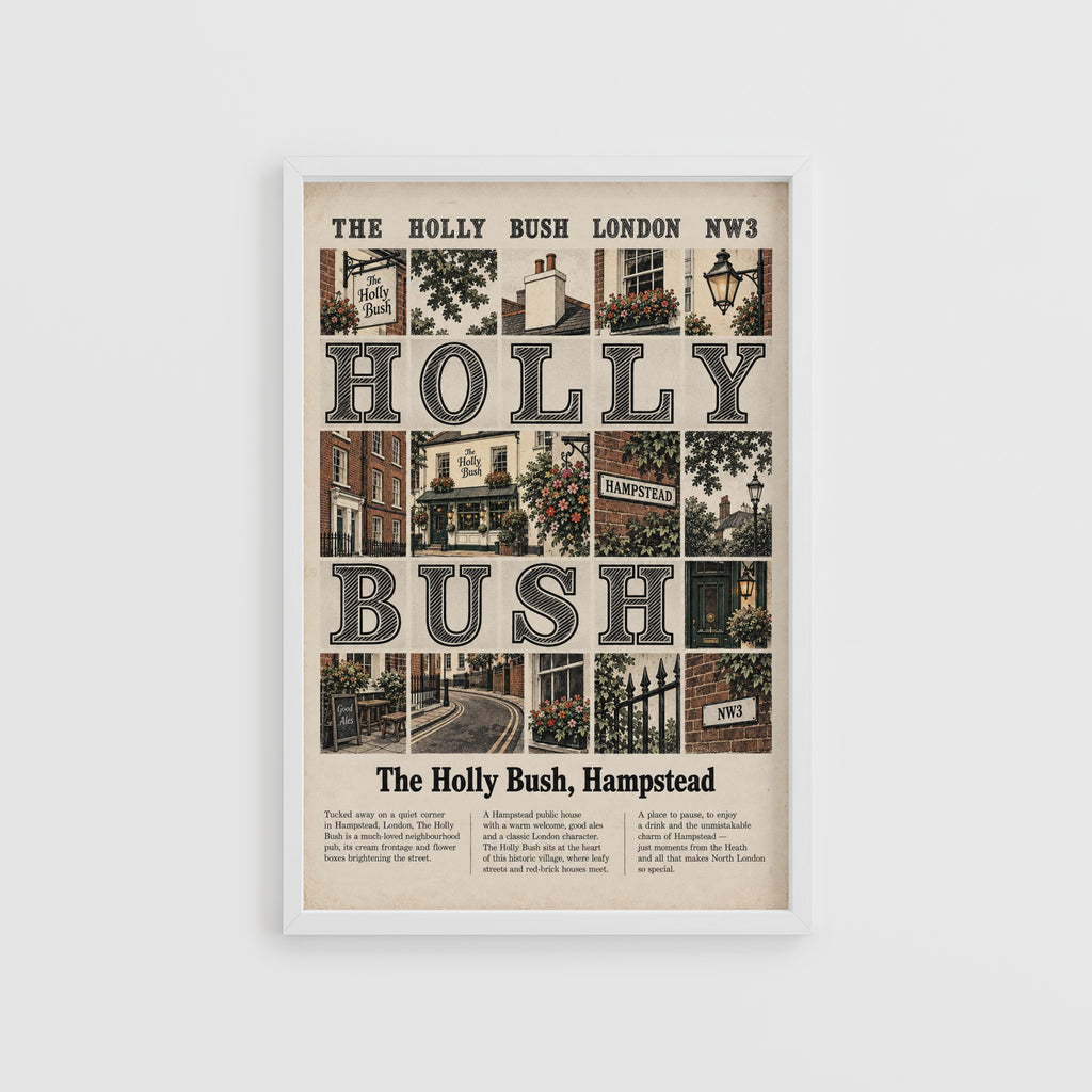 Vintage Holly Bush Hampstead London Poster, Pub Print