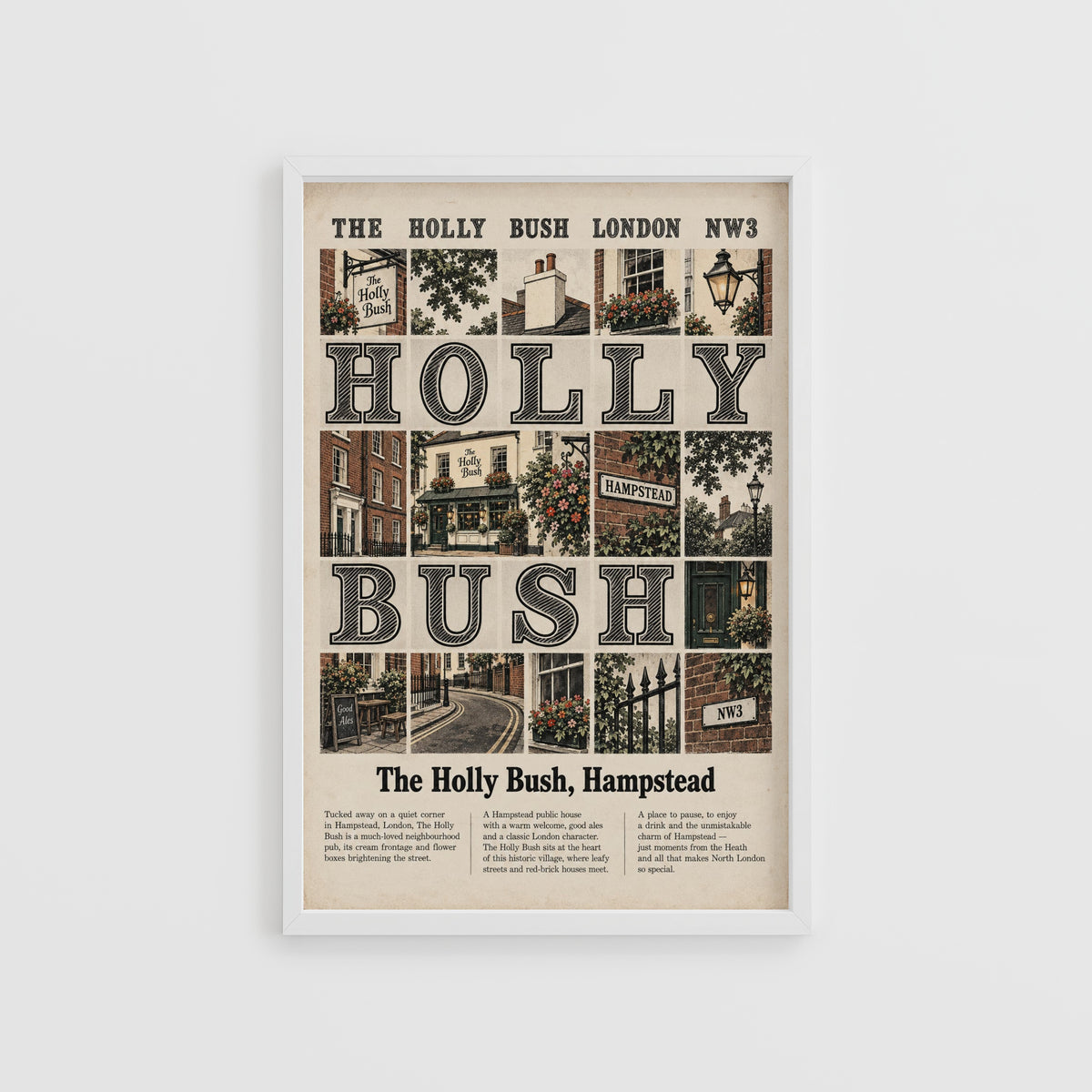 Vintage Holly Bush Hampstead London Poster, Pub Print