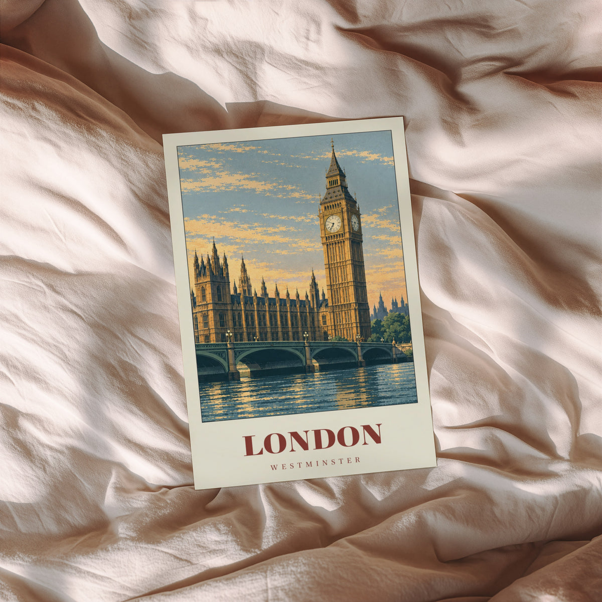 Vintage London Poster, Big Ben Wall Art, Westminster Print
