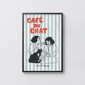 Vintage Coffee Print and Poster, Black Cat Cafe Art