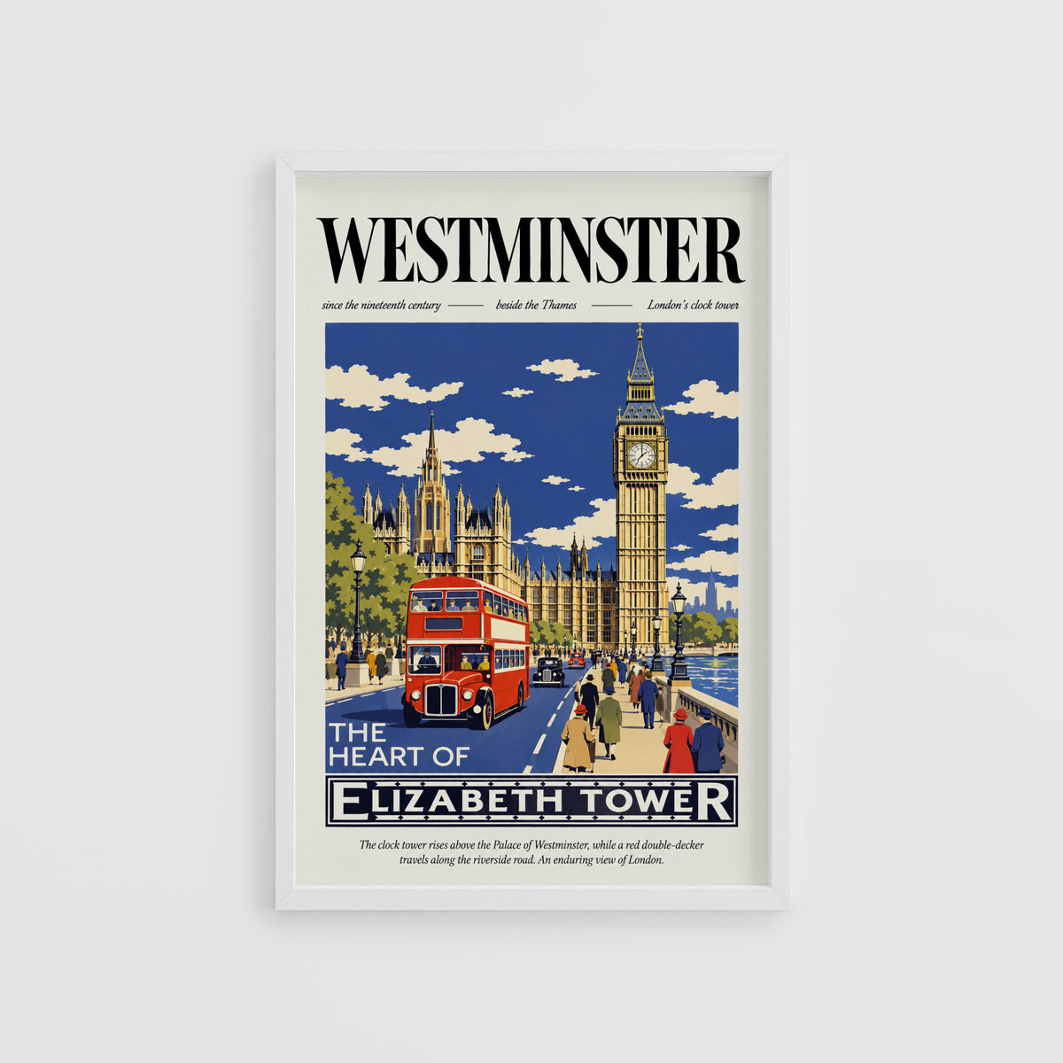 Vintage Westminster London Poster, Big Ben Wall Art