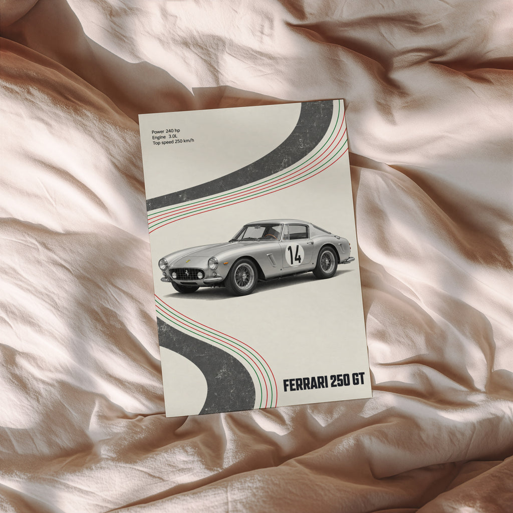 Vintage Ferrari 250 GT Print, Car Wall Art