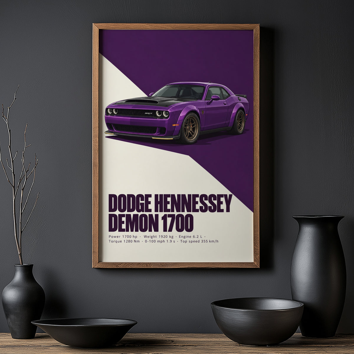 Vintage Dodge Demon Print, Muscle Car Wall Art
