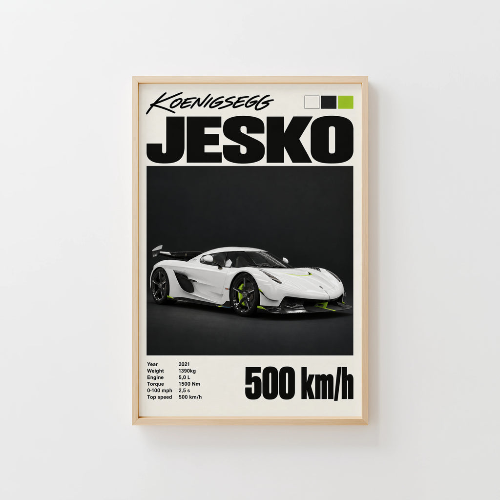 Vintage Koenigsegg Jesko Print, Hypercar Wall Art