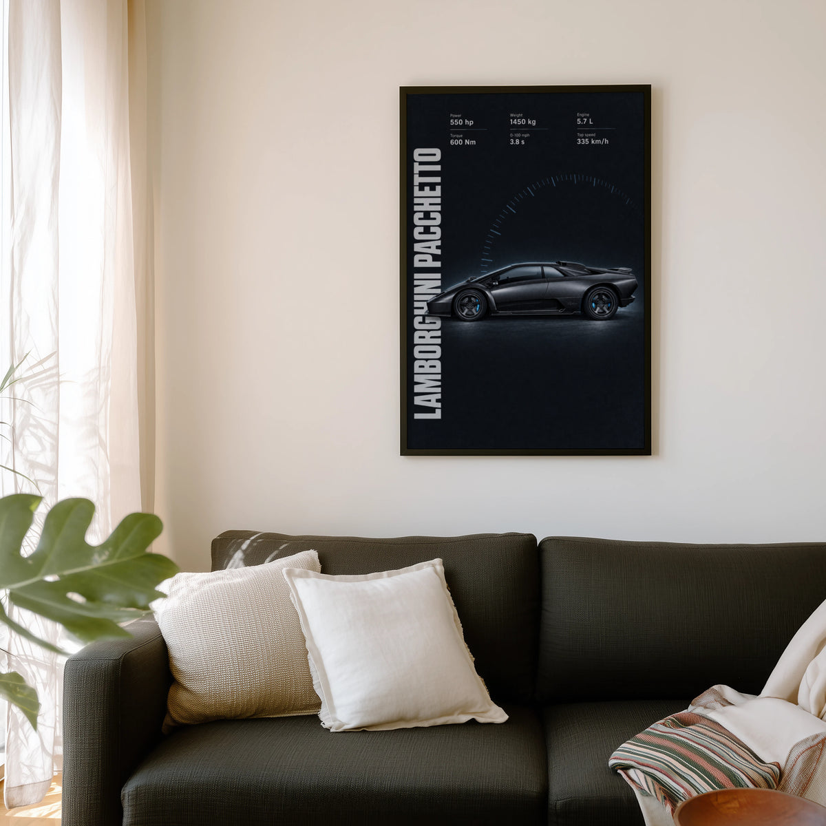 Vintage Lamborghini Print, Supercar Wall Art
