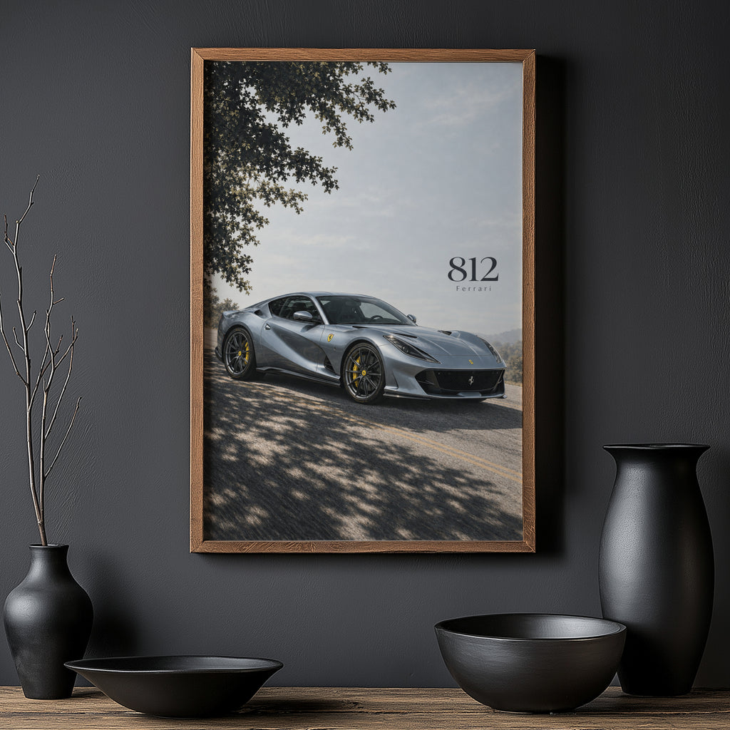 Vintage Ferrari 812 Print, Supercar Wall Art
