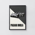 Vintage Pagani Imola Print, Supercar Wall Art