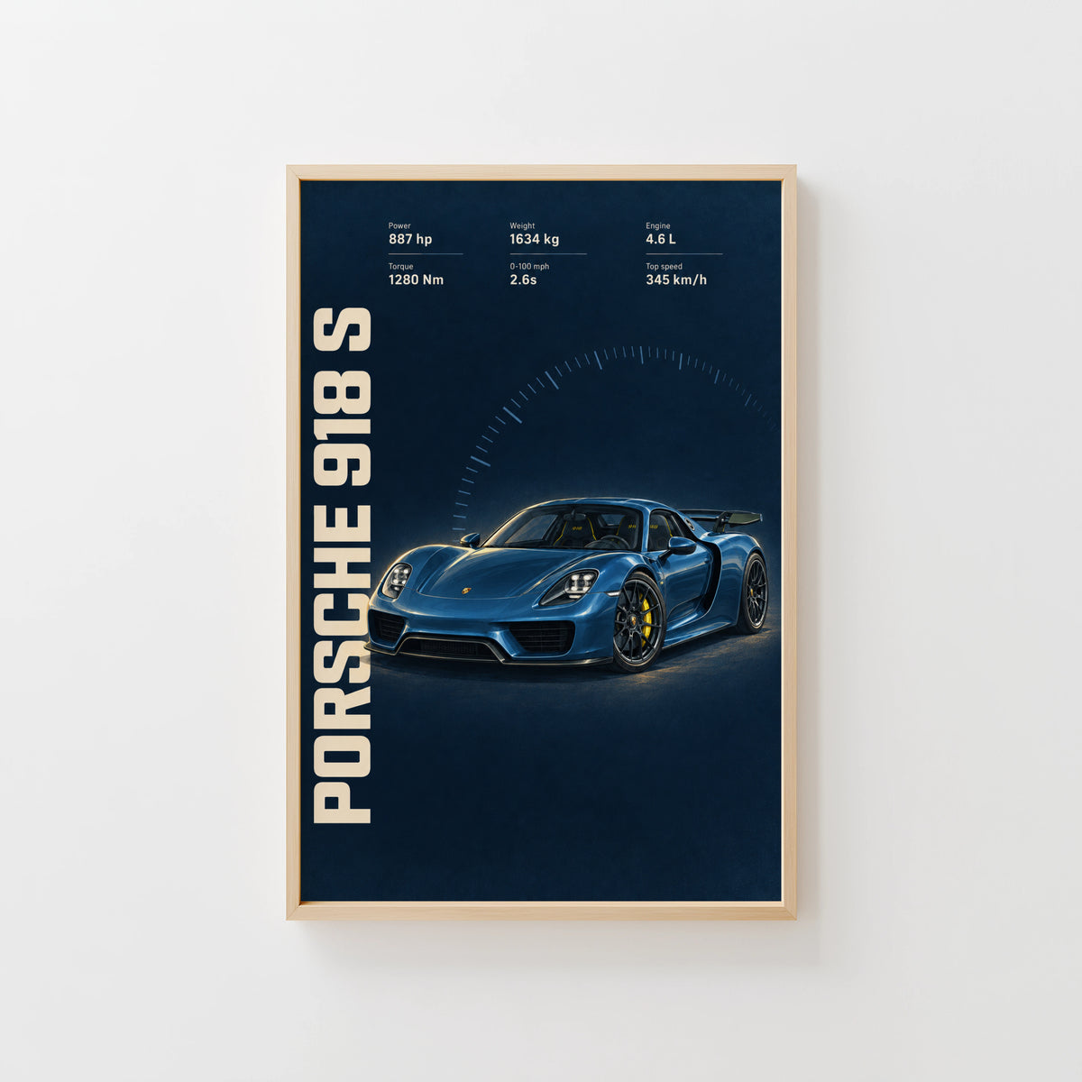 Vintage Porsche 918 S Car Print, Supercar Poster