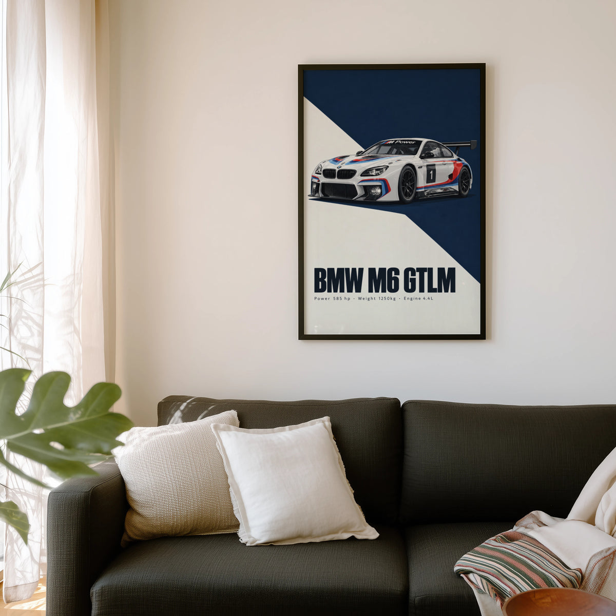 Vintage BMW M6 GTLM Racing Car Print, Wall Art