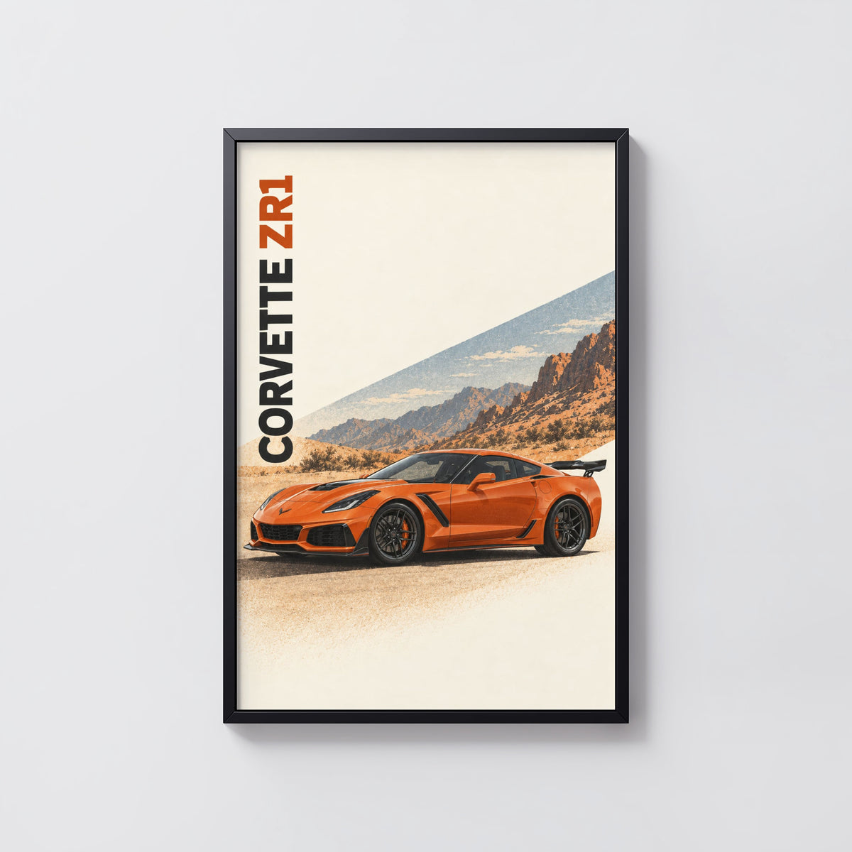 Vintage Corvette ZR1 Print, Car Poster, Desert Wall Art
