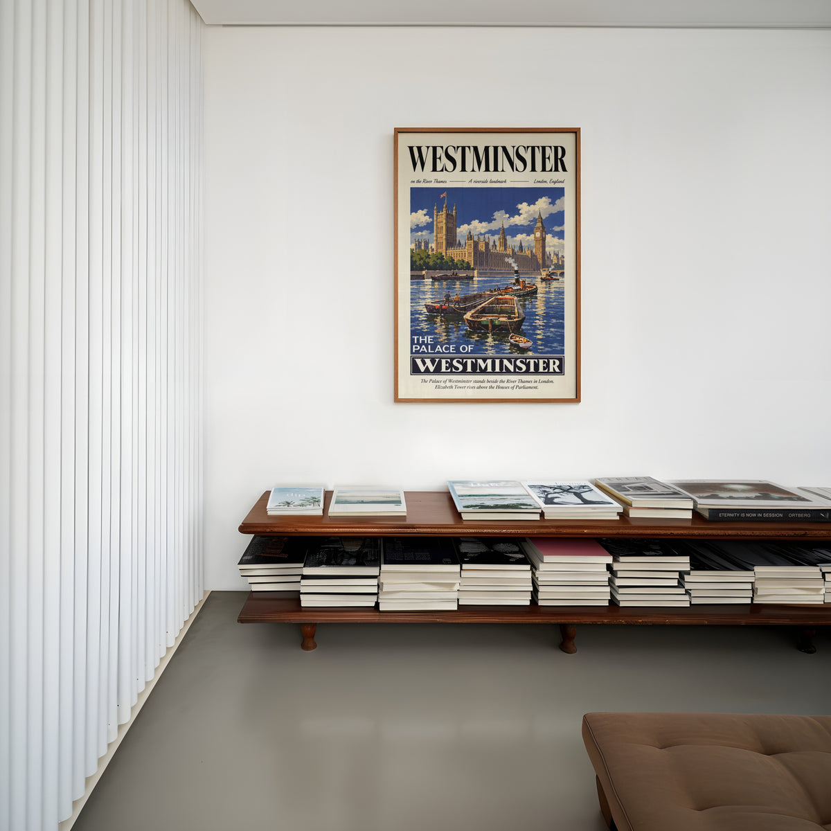 Vintage Westminster London Poster, Thames Wall Art Print