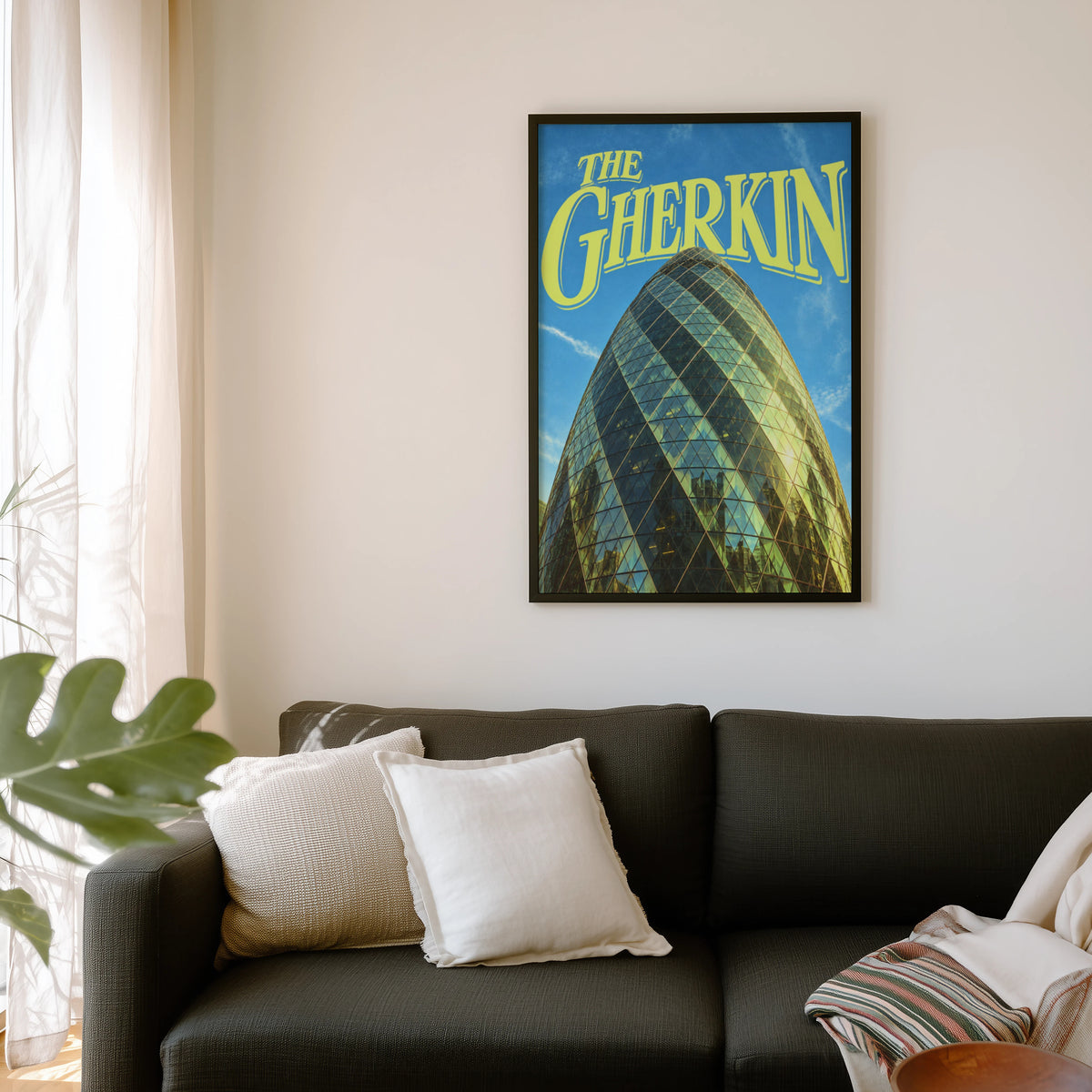 Vintage Gherkin London Poster, Skyscraper Wall Art, Print