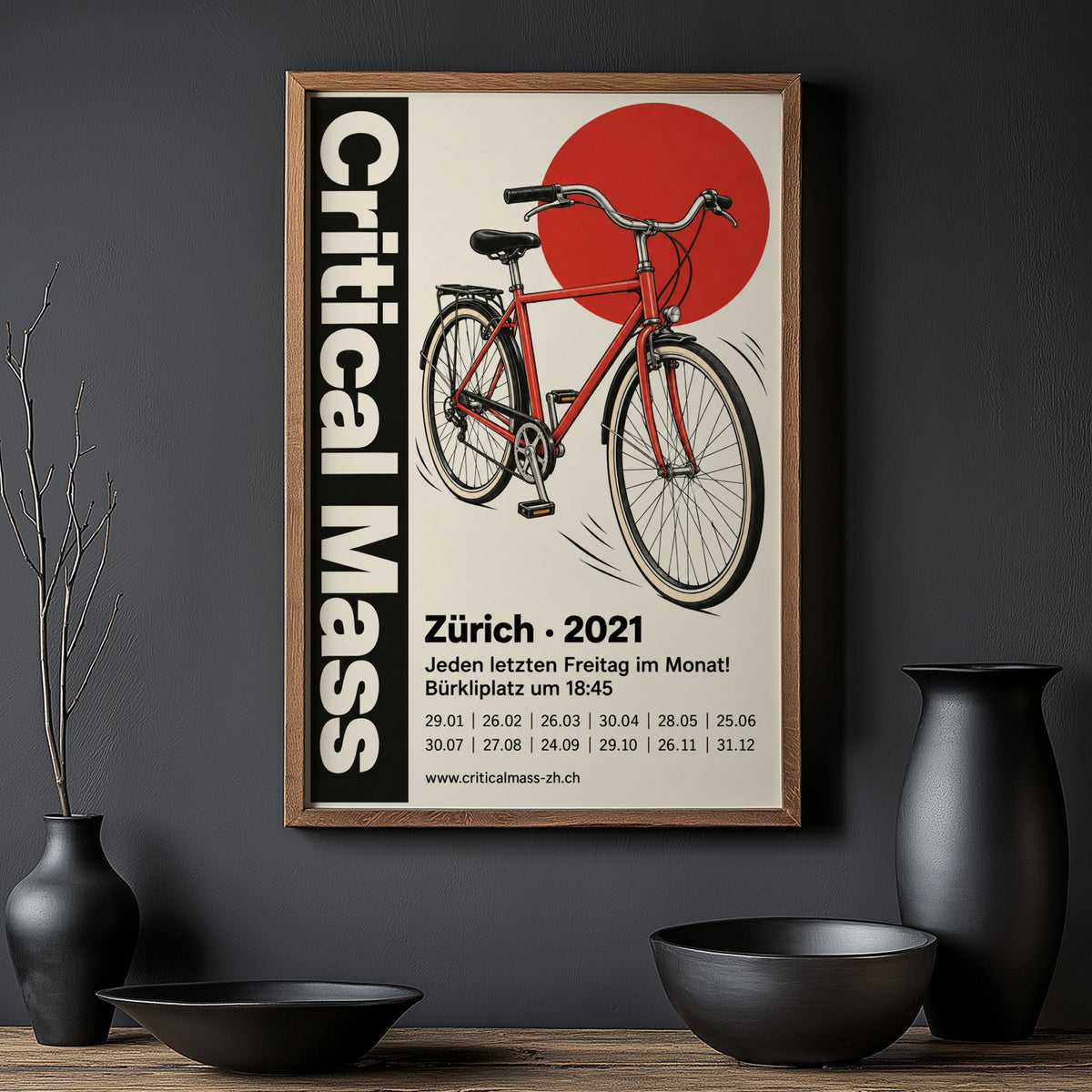 Vintage Cycling Poster, Bicycle Wall Art, Zurich Print