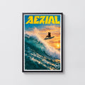 Vintage Aerial Surf Print, Surfing Poster, Sunset Wave
