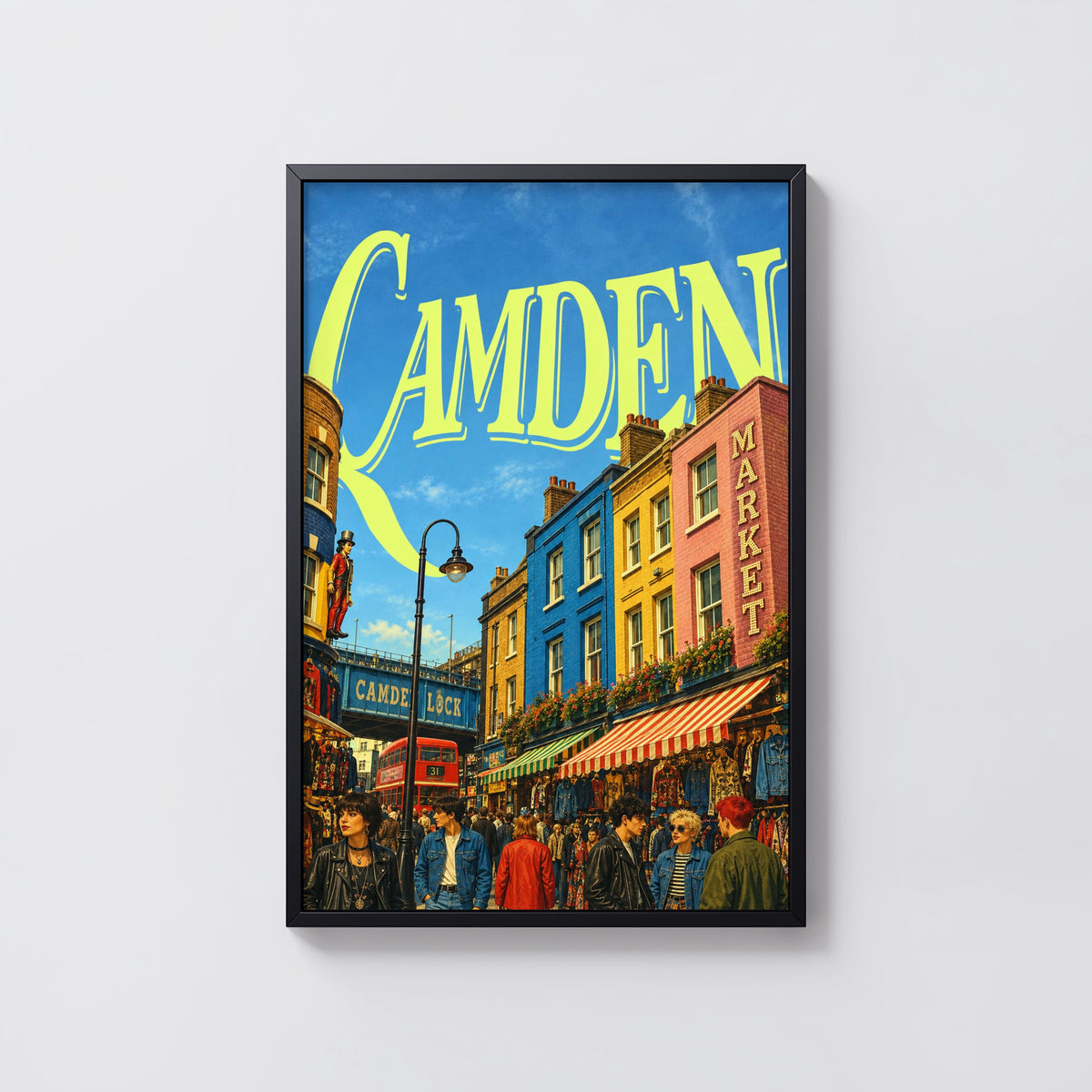 Vintage Camden Market Poster, London Wall Art, Print