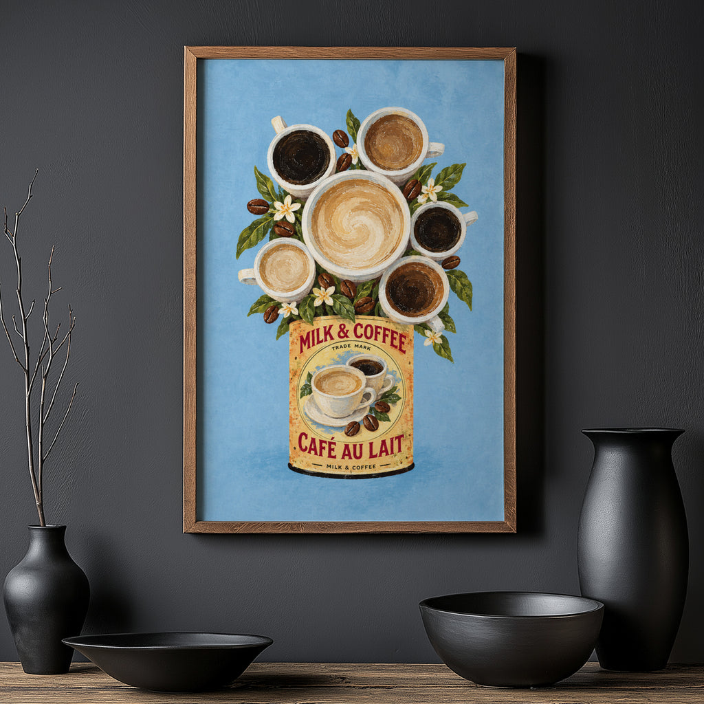 Vintage Coffee Print and Poster, Cafe au Lait Kitchen Art