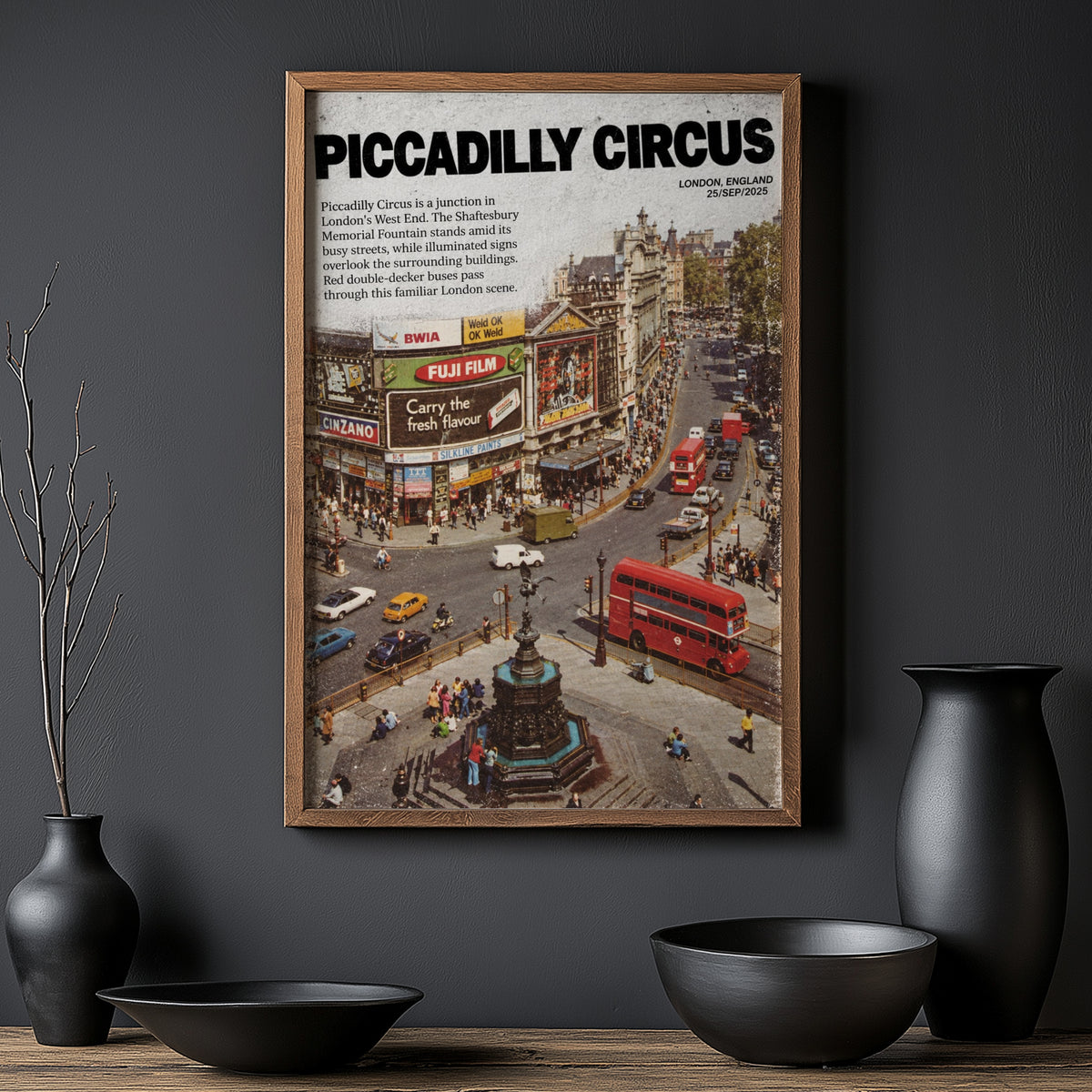 Vintage Piccadilly Circus London Poster, Retro Wall Art