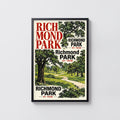Vintage Richmond Park Poster, England Wall Art, Tram Print